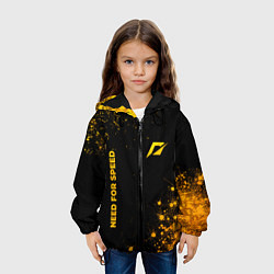 Куртка с капюшоном детская Need for Speed - gold gradient: надпись, символ, цвет: 3D-черный — фото 2