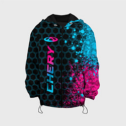 Куртка с капюшоном детская Chery - neon gradient: по-вертикали, цвет: 3D-черный