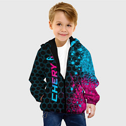 Куртка с капюшоном детская Chery - neon gradient: по-вертикали, цвет: 3D-черный — фото 2