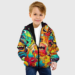 Куртка с капюшоном детская Зубастые галлюцинации, цвет: 3D-черный — фото 2