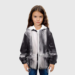 Куртка с капюшоном детская Большой мрачный город с силуэтом человека, цвет: 3D-белый — фото 2