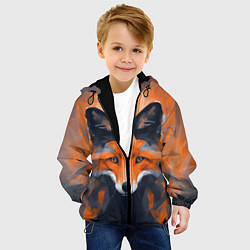 Куртка с капюшоном детская Нарисованная огненная лиса, цвет: 3D-черный — фото 2