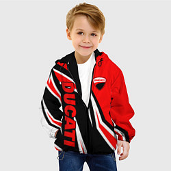 Куртка с капюшоном детская Ducati- red stripes, цвет: 3D-черный — фото 2