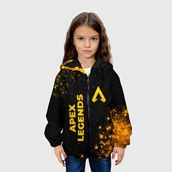 Куртка с капюшоном детская Apex Legends - gold gradient: надпись, символ, цвет: 3D-черный — фото 2