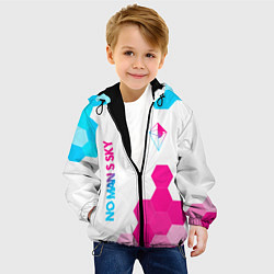 Куртка с капюшоном детская No Mans Sky neon gradient style: надпись, символ, цвет: 3D-черный — фото 2