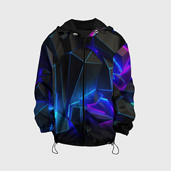 Куртка с капюшоном детская Неоновые частицы, цвет: 3D-черный