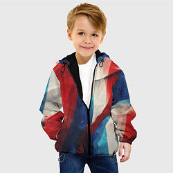 Куртка с капюшоном детская Абстракция в цветах флага РФ, цвет: 3D-черный — фото 2