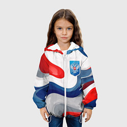 Куртка с капюшоном детская Герб России триколор, цвет: 3D-белый — фото 2