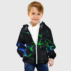 Куртка с капюшоном детская Зеленые и синие плиты, цвет: 3D-белый — фото 2