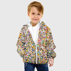 Куртка с капюшоном детская Паттерн смайлы эмоджи, цвет: 3D-белый — фото 2