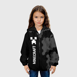 Куртка с капюшоном детская Minecraft glitch на темном фоне: по-вертикали, цвет: 3D-черный — фото 2