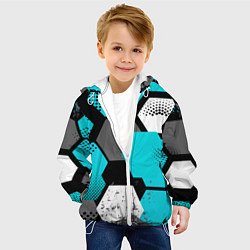 Куртка с капюшоном детская Шестиугольники абстрактный фон, цвет: 3D-белый — фото 2