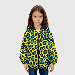 Куртка с капюшоном детская Кислотный леопард паттерн, цвет: 3D-черный — фото 2