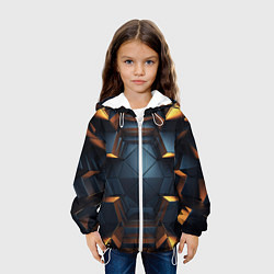 Куртка с капюшоном детская Объемные полигоны, цвет: 3D-белый — фото 2