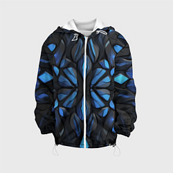 Куртка с капюшоном детская Синие объемные узоры, цвет: 3D-белый