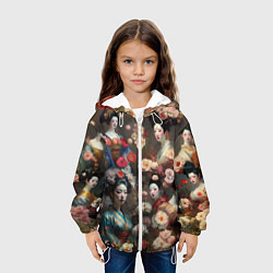 Куртка с капюшоном детская Гейша в цветах, цвет: 3D-белый — фото 2