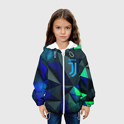 Куртка с капюшоном детская Juventus blue abstract logo, цвет: 3D-белый — фото 2