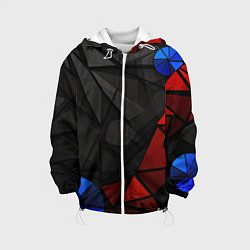 Куртка с капюшоном детская Black blue red elements, цвет: 3D-белый