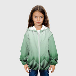 Куртка с капюшоном детская Зеленый градиент с ромбами, цвет: 3D-белый — фото 2