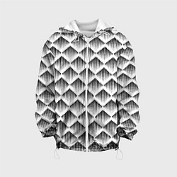Куртка с капюшоном детская Ромбы из черных треугольников, цвет: 3D-белый
