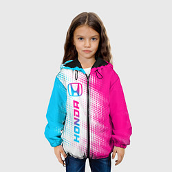 Куртка с капюшоном детская Honda neon gradient style: по-вертикали, цвет: 3D-черный — фото 2