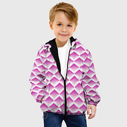 Куртка с капюшоном детская Розовые вдавленные ромбы, цвет: 3D-черный — фото 2