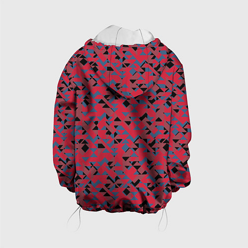 Детская куртка Черные и синие треугольники на красном / 3D-Белый – фото 2