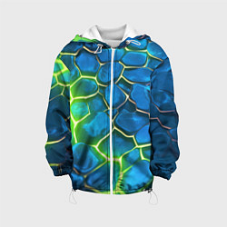 Куртка с капюшоном детская Green blue neon, цвет: 3D-белый