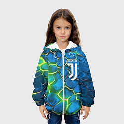 Куртка с капюшоном детская Juventus blue green neon, цвет: 3D-белый — фото 2
