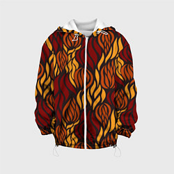 Куртка с капюшоном детская Hot Flames - паттерн, цвет: 3D-белый