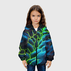 Куртка с капюшоном детская Зеленые текстурные плиты, цвет: 3D-черный — фото 2