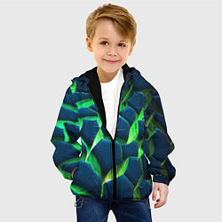 Куртка с капюшоном детская Разломленные зеленые плиты, цвет: 3D-черный — фото 2