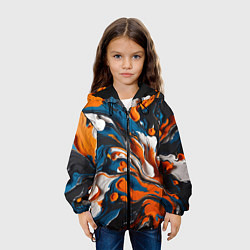 Куртка с капюшоном детская Акриловые краски - оранжевые, цвет: 3D-черный — фото 2