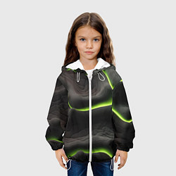 Куртка с капюшоном детская Green black texture, цвет: 3D-белый — фото 2