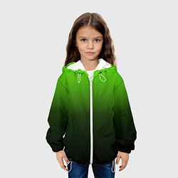 Куртка с капюшоном детская Градиент ядовитый зеленый - черный, цвет: 3D-белый — фото 2