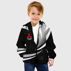 Куртка с капюшоном детская Митсубиси - строгие оттенки, цвет: 3D-черный — фото 2