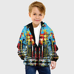 Куртка с капюшоном детская Зеркальная абстракция - нейросеть, цвет: 3D-черный — фото 2