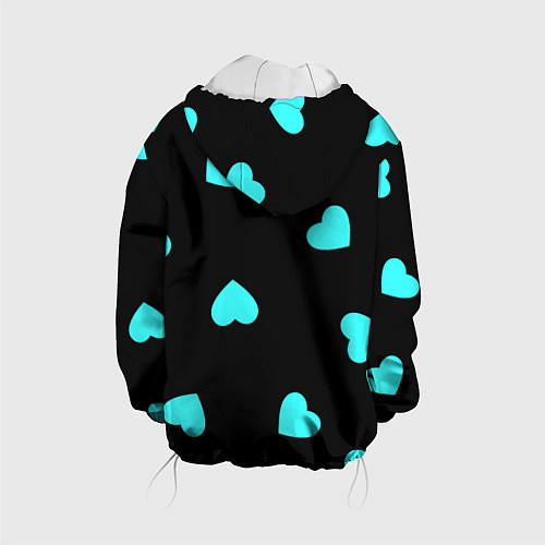 Детская куртка С голубыми сердечками на черном / 3D-Белый – фото 2