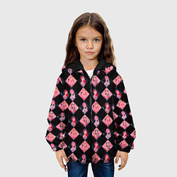 Куртка с капюшоном детская Клеточка black pink, цвет: 3D-черный — фото 2