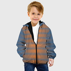 Куртка с капюшоном детская Полосатый закат градиент, цвет: 3D-черный — фото 2