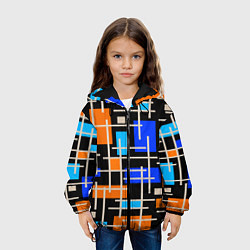 Куртка с капюшоном детская Разноцветная прямоугольная абстракция, цвет: 3D-черный — фото 2