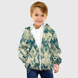 Куртка с капюшоном детская Абстракция светло-зеленый, цвет: 3D-белый — фото 2