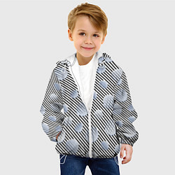 Куртка с капюшоном детская Серебристые круги на полосатом фоне, цвет: 3D-белый — фото 2