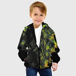 Куртка с капюшоном детская Зеленая абстрактная текстура, цвет: 3D-черный — фото 2