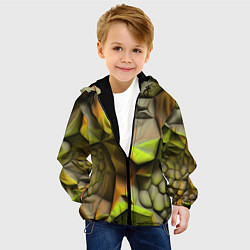 Куртка с капюшоном детская Зеленая объемная космическая текстура, цвет: 3D-черный — фото 2