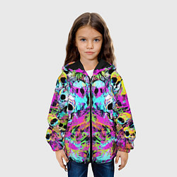 Куртка с капюшоном детская Зеркальный паттерн из черепов - поп-арт, цвет: 3D-черный — фото 2