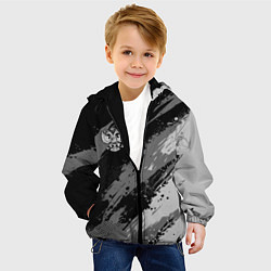 Куртка с капюшоном детская Герб РФ - монохромный, цвет: 3D-черный — фото 2
