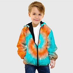 Куртка с капюшоном детская Тай-дай апельсин, цвет: 3D-черный — фото 2