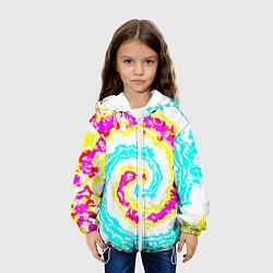 Куртка с капюшоном детская Тай-дай триппи, цвет: 3D-белый — фото 2