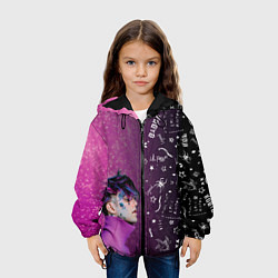 Куртка с капюшоном детская Лил Пип тату фиолетовый, цвет: 3D-черный — фото 2